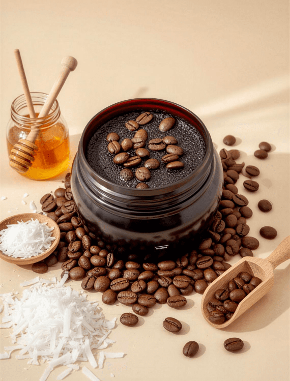 Exfoliante Reafirmante de Café, Coco y Miel